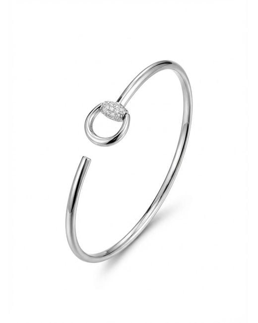 Gucci White Horsebit Diamond 18K Bangle Bracelet