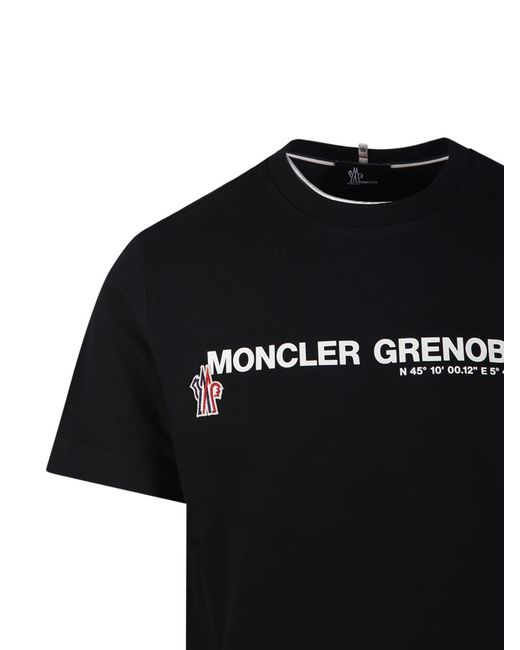 Moncler Black Grenoble Logo Embroidered Crewneck T-Shirt for men