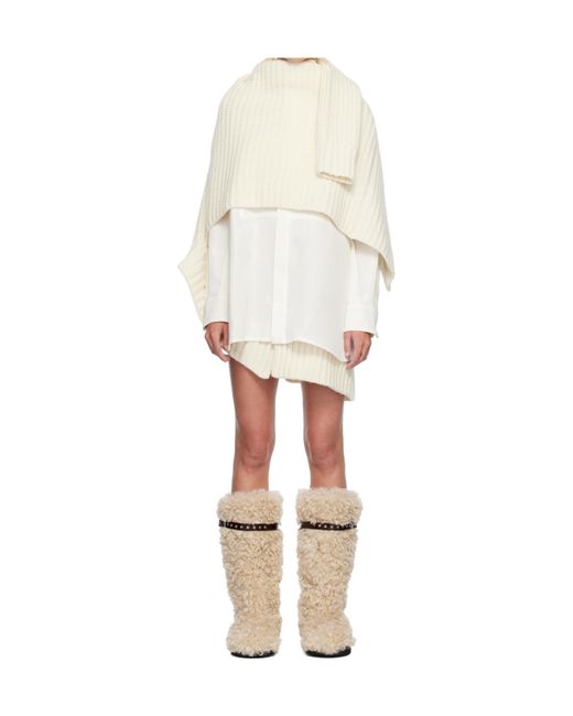 Sacai White Layered Knitted Dress