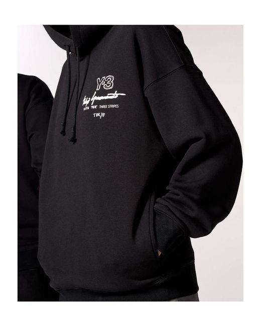Y-3 Black Graphic-Print Hoodie for men
