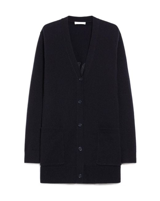 Max Mara Blue Villar V-Neck Long-Sleeved Cardigan