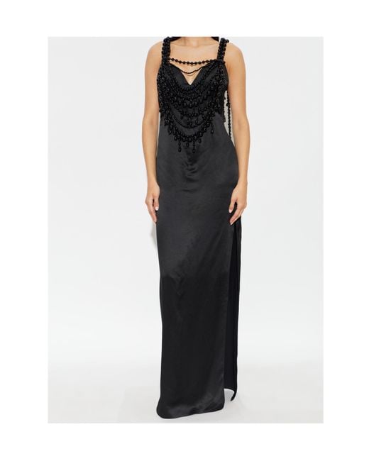 Balmain Black Beaded Maxi Dress