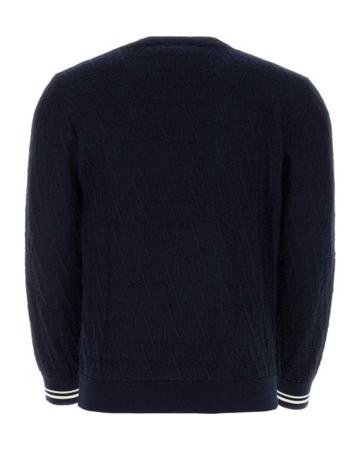 Valentino Blue All-Over Logo Patterned Crewneck Jumper for men