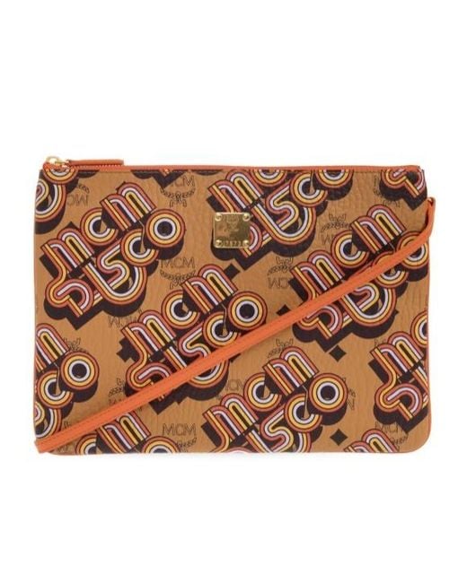 MCM Brown Zip-Top Clutch