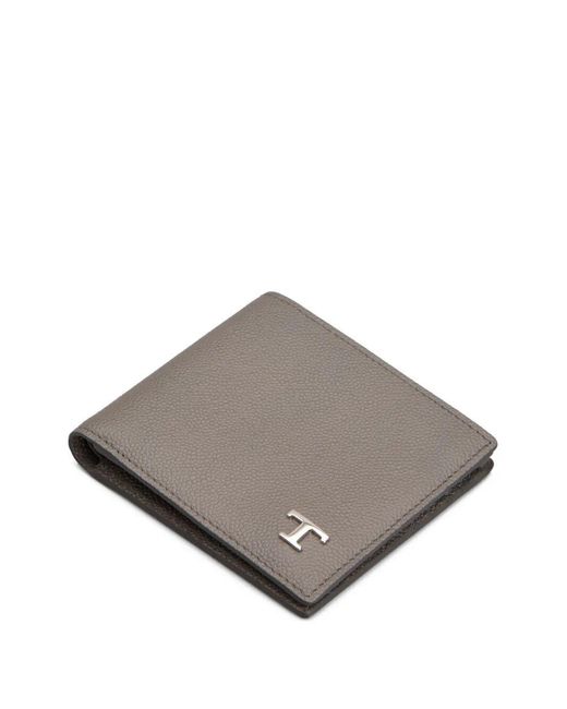 Tod's Gray Logo-Plaque Bi-Fold Wallet for men