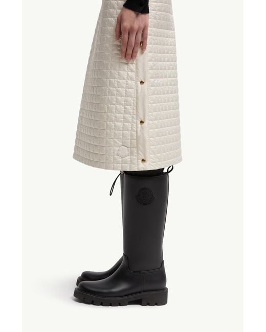 Moncler White Square-Quilted Padded Midi Skirt