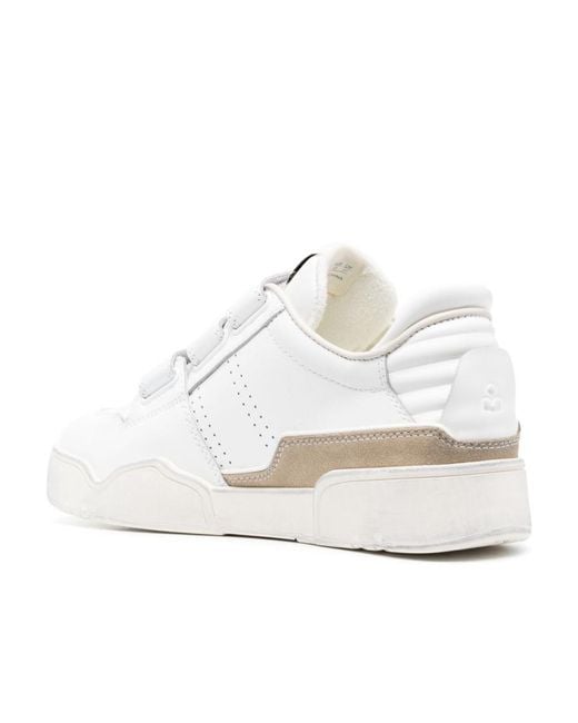 Isabel Marant White Logo-Patch Touch-Strap Sneakers for men