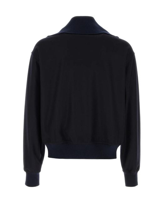 Jil Sander Blue Long Sleeve Zip-Up Bomber Jacket for men
