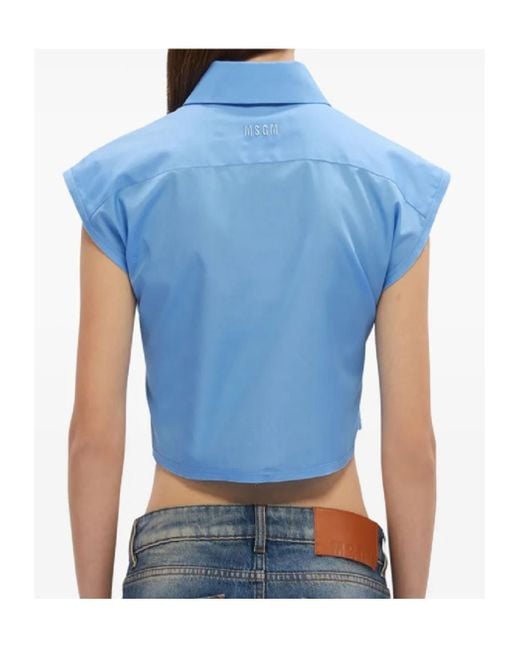 MSGM Blue Belted Blouse