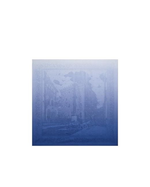 Ferragamo Blue Foulard En Soie Jacquard Palace