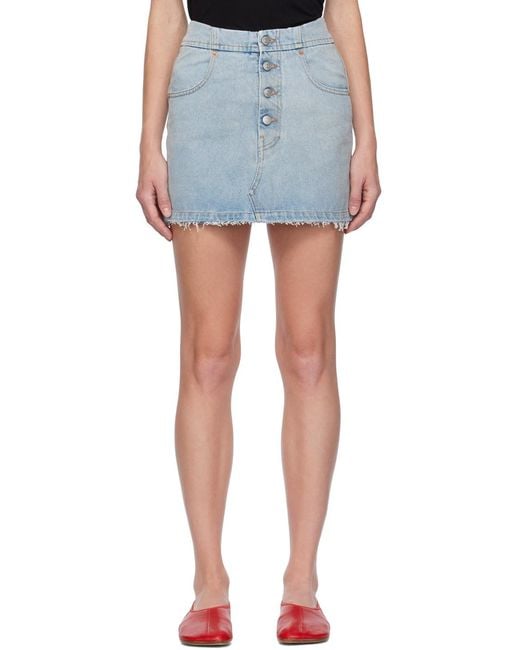 MM6 by Maison Margiela Blue Denim Raw-Cut Edge Mini Skirt