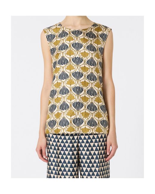 Max Mara Multicolor Reversible Printed Silk Top