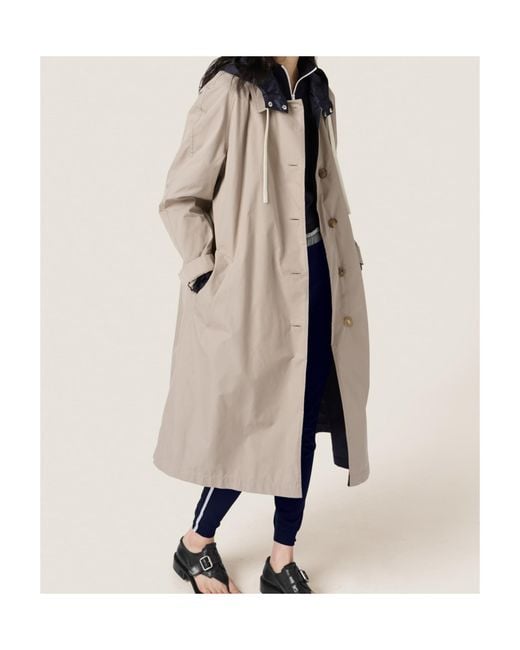 Miu Miu Brown Reversible Single-Breasted Panama Cotton And Technical Pongé Coat