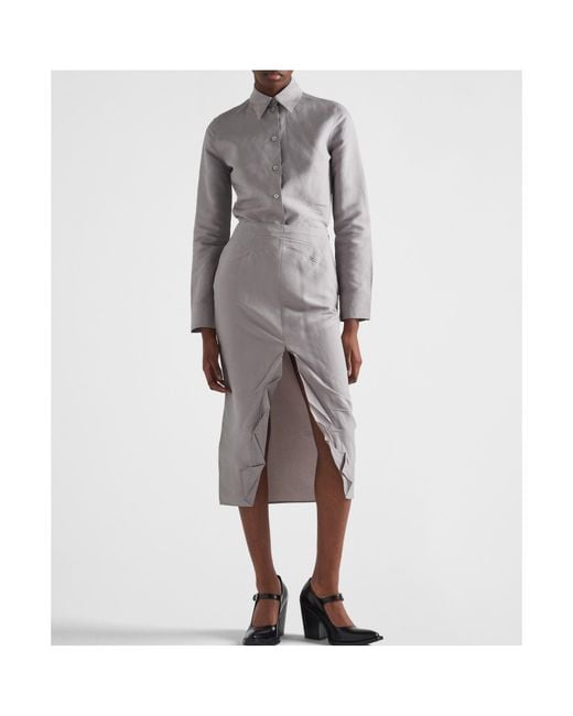 Prada Gray Long-Sleeved Button-Up Shirt