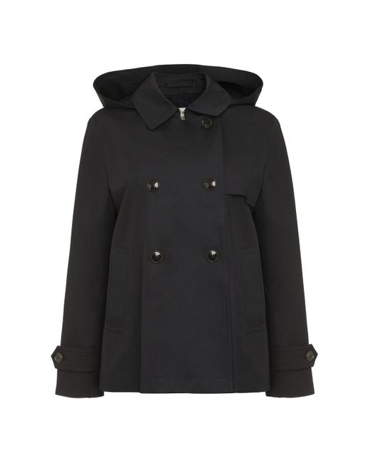 Herno Black Double Breasted Hooded Jacket