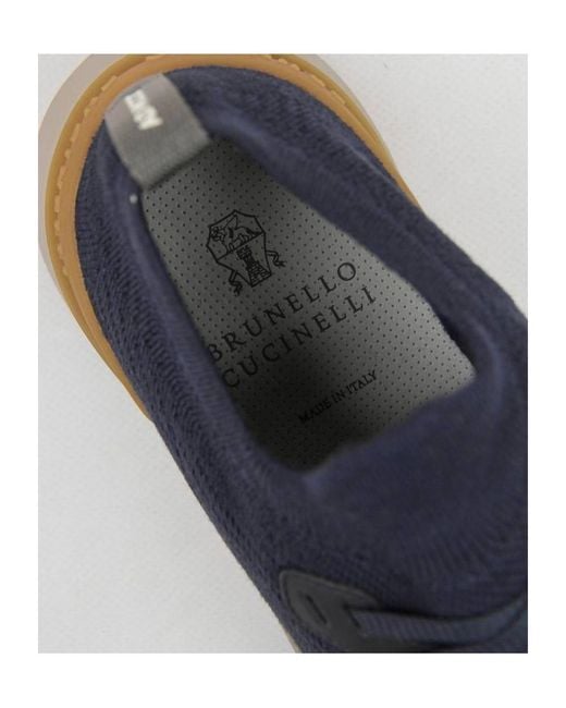 Brunello Cucinelli Blue Logo Low-Cut Sneakers for men