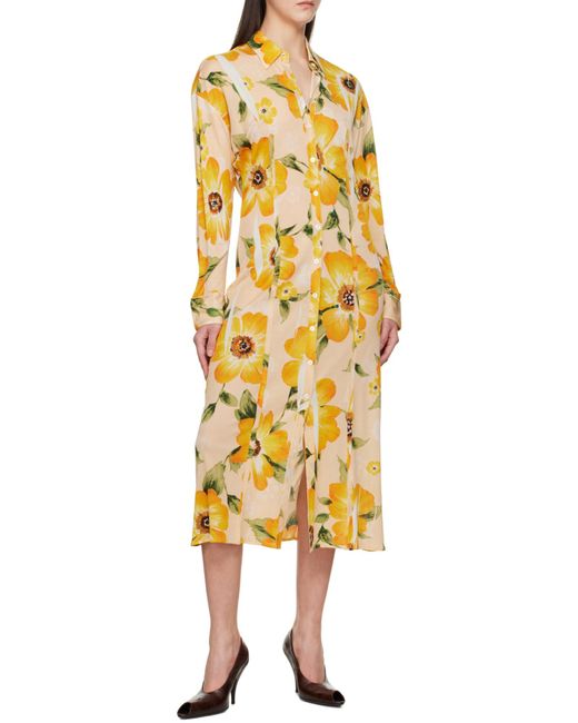 Acne Metallic Floral-Print Midi Dress