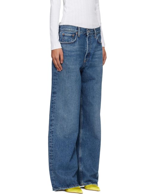 Agolde Blue Low Slung Wide-Leg Jeans
