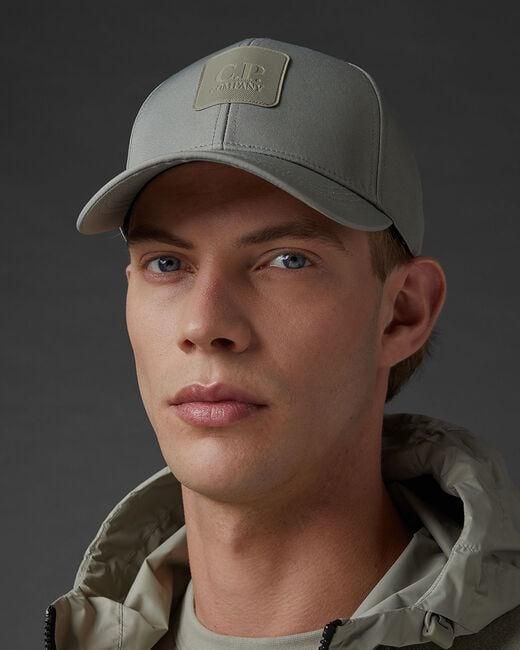 C P Company Gray Logo-Patch Curved-Peak Cap for men