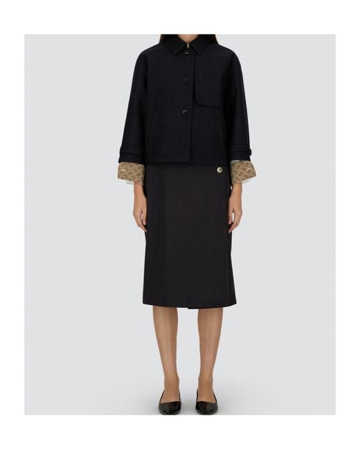 Herno Blue Cropped Button-Up Jacket