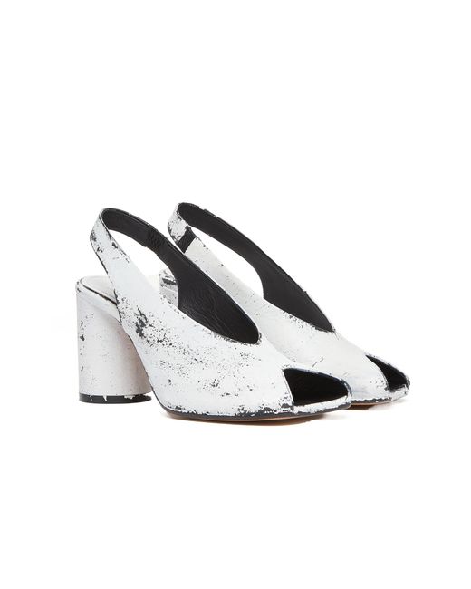 MM6 by Maison Martin Margiela White Peep Toe Slingback Sandals