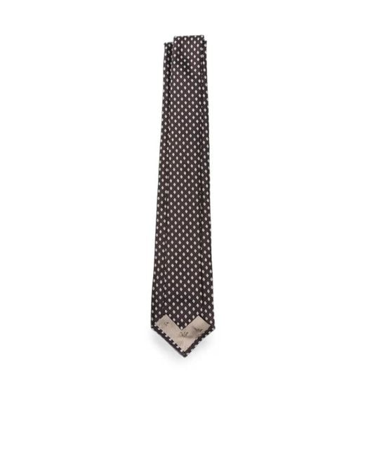 Emporio Armani White Geometric-Pattern Silk Tie for men