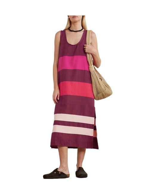 Lemlem Pink Lilian Striped Cotton Midi Dress