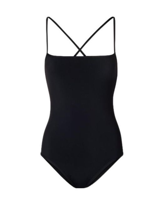 Loulou de Saison Black Criss-Crossing Straps Swimsuit