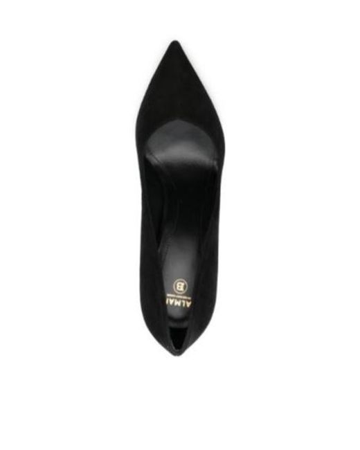 Balmain Black Pointed Toe Suede Pumps
