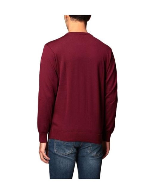 Paul & Shark Red Round-Necked Logo Pullover for men