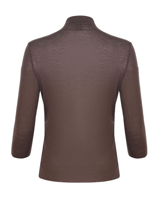 Alysi Brown Long Sleeve Fine-Knit Top