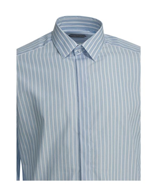 Tom Ford Blue Long Sleeve Striped Shirt for men