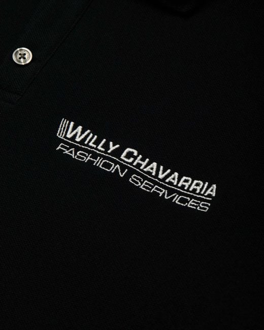 Willy Chavarria Black Football Polo Shirt for men