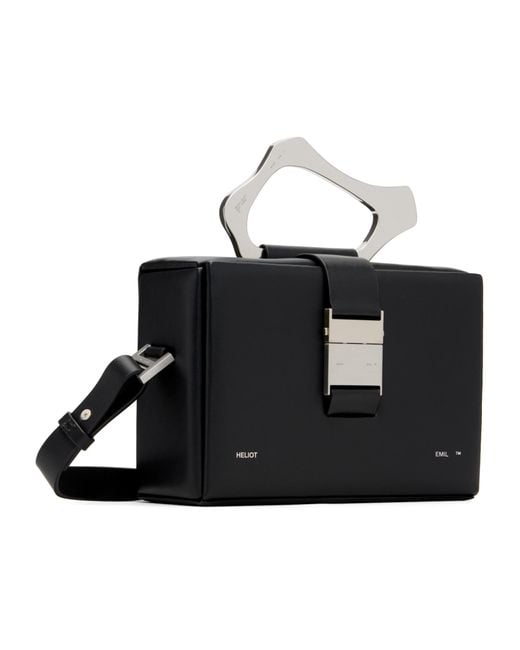 HELIOT EMIL Black Solely Box Handle Shoulder Bag for men