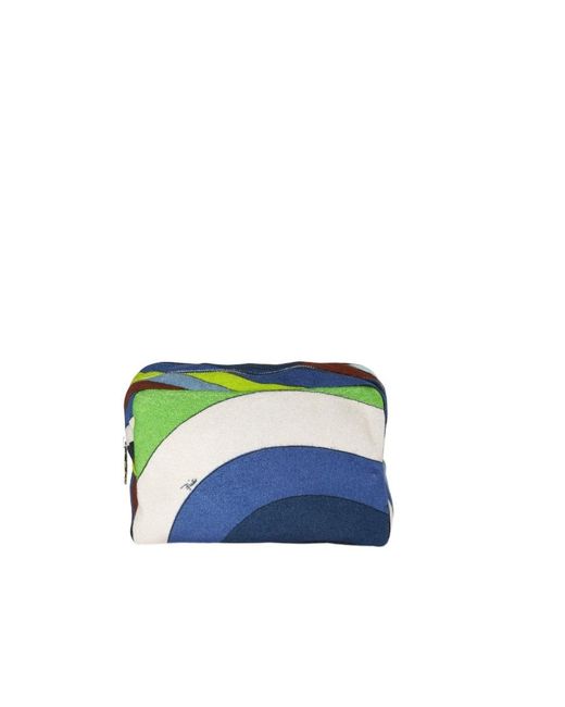 Emilio Pucci Blue Abstract-Print Make Up Bag