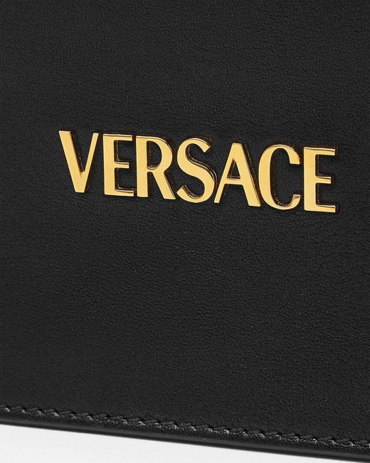 Versace Black Tag Foldover Top Mini Shoulder Bag