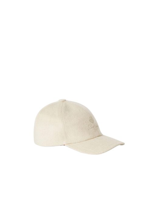 Loro Piana White Logo Embroidered Baseball Cap for men
