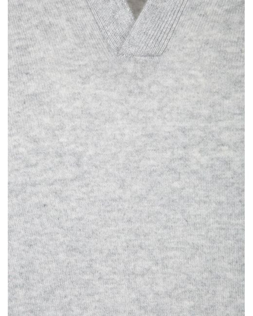 Brunello Cucinelli Gray Polo-Neck Knitted Jumper for men