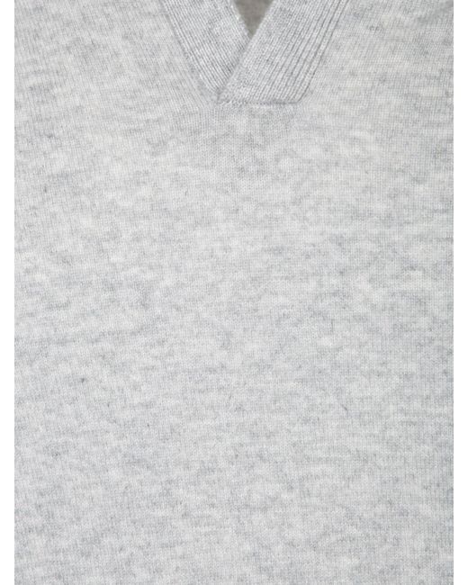 Brunello Cucinelli Gray Long-Sleeved Polo Shirt for men
