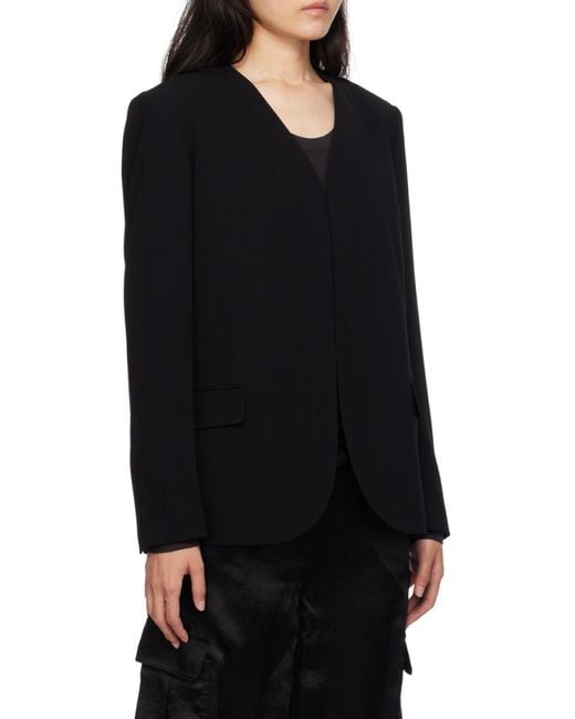 Theory Black Collarless Suit Jacket