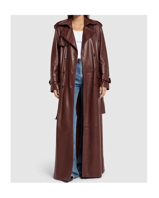 GIUSEPPE DI MORABITO Purple Double-Breasted Leather Trench Coat