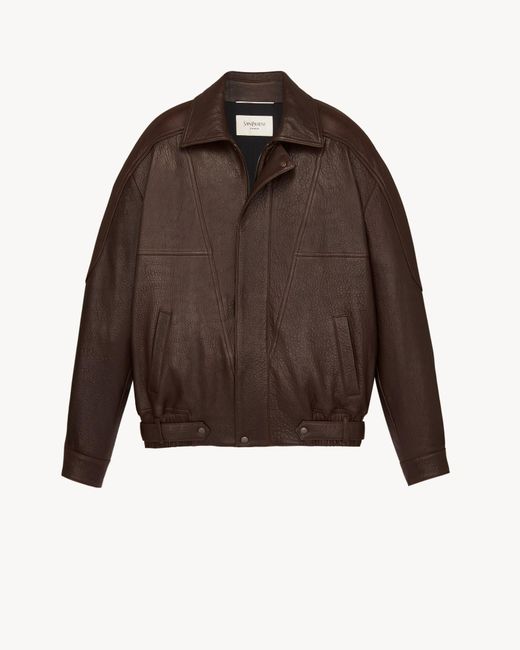 Saint Laurent Brown Bubbled Leather Jacket for men