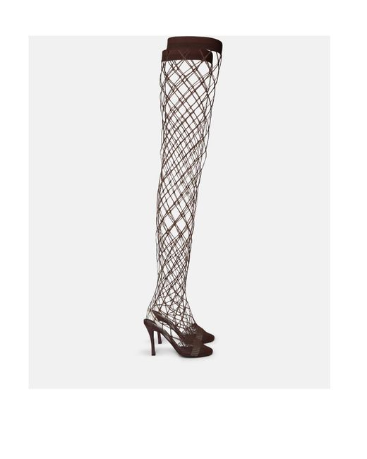 Stella McCartney White Slip-On Fishnet Heeled Sandals