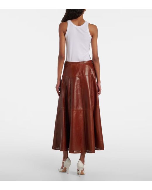Ulla Johnson Brown Aninda Leather Midi Skirt
