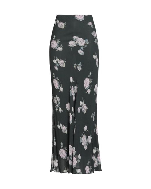 Ganni Black Flower Printed Waist-Cinching Dress