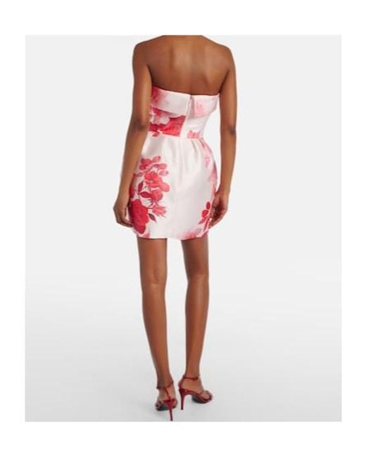 Monique Lhuillier Pink Floral Bustier Dress