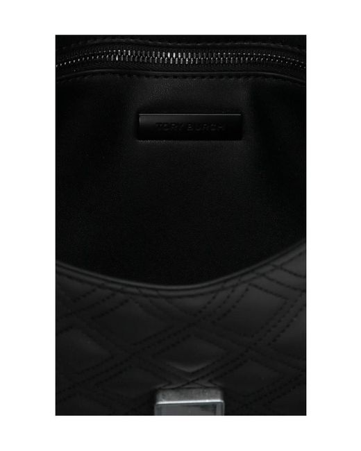 Tory Burch Black Leather Logo-Embossed Shoulder Bag