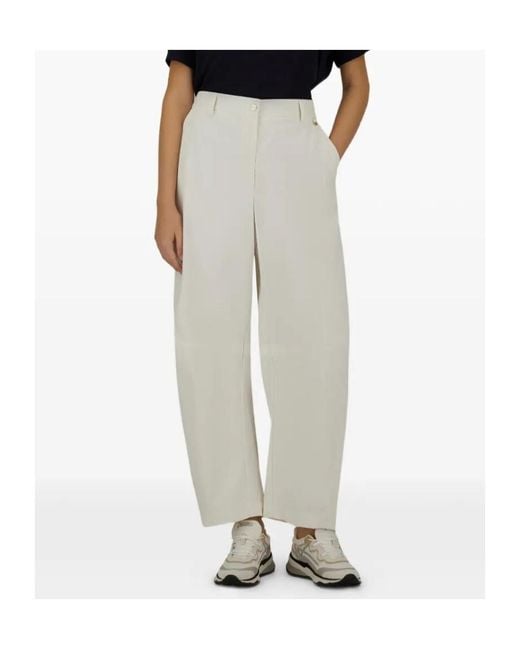 Herno White Barrel-Leg Trousers