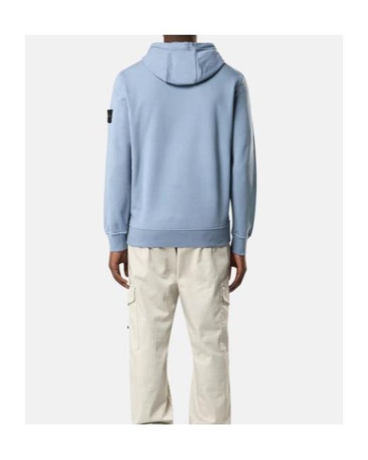 Stone Island Blue Logo Patch Drawstring Hoodie for men
