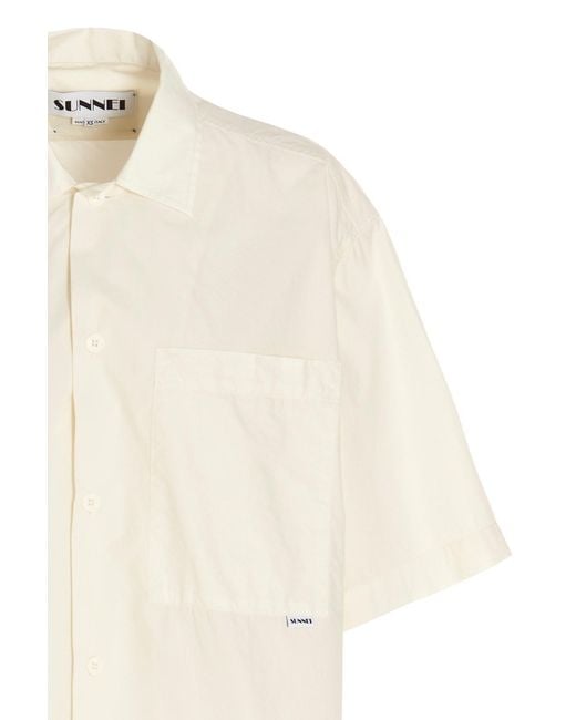 Sunnei White Cotton Short-Sleeved Shirt